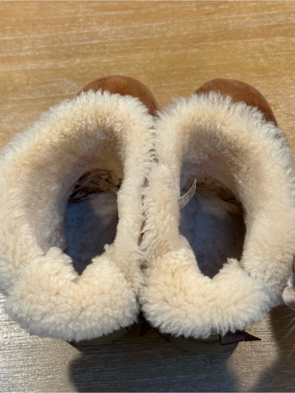 UGG Youth Mini Bailey Bow Boots Sheepskin Chestnut US 4 EU 36